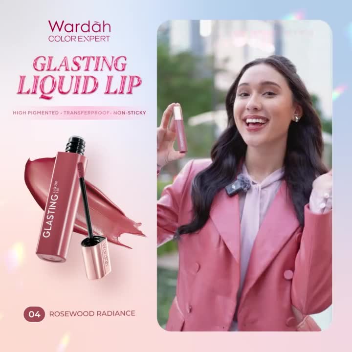 NEW! Wardah Glasting Liquid Lip - Hi-Pigmented Glass Color, Ringan, Tidak Lengket, Transferproof