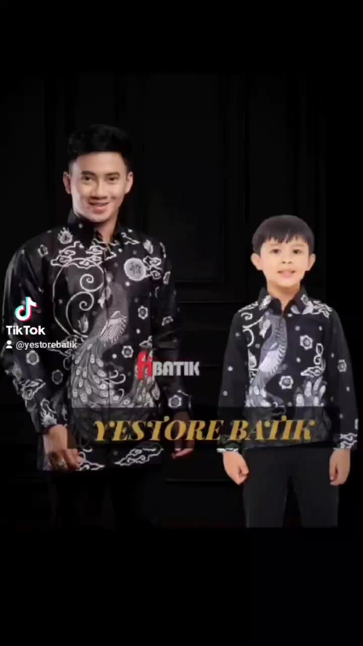 BAJU BATIK COUPLE AYAH DAN ANAK MOTIF MERAK ABU By YESTORE BATIK