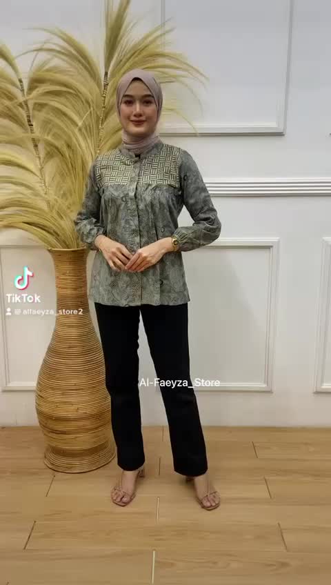 Baju Batik Wanita Fashion Modern / Blouse Batik Atasan Batik Kantoran Panjang Katun