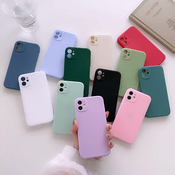 SQUARE Edge Soft Case With Lanyard for IPhone 11 13 15 12 14 16 Pro Max XR XS Max 12mini 13mini 6 7 8 6S Plus SE Simple Shockproof Protective Casing
