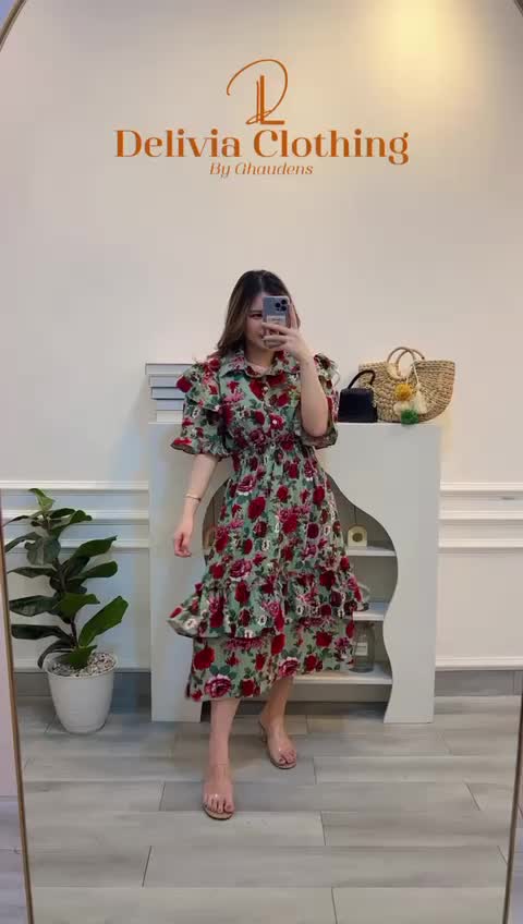 Delivia - Midi Dress Rossy Button Crincle 3338-6/7/8/9