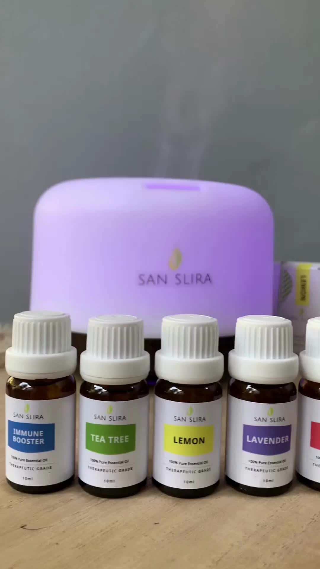 Paket Diffuser + cough & flu batuk pilek essensial oil 10ml Humidifier  alami therapeutic grade Aromatherapy humidifier and air diffuser