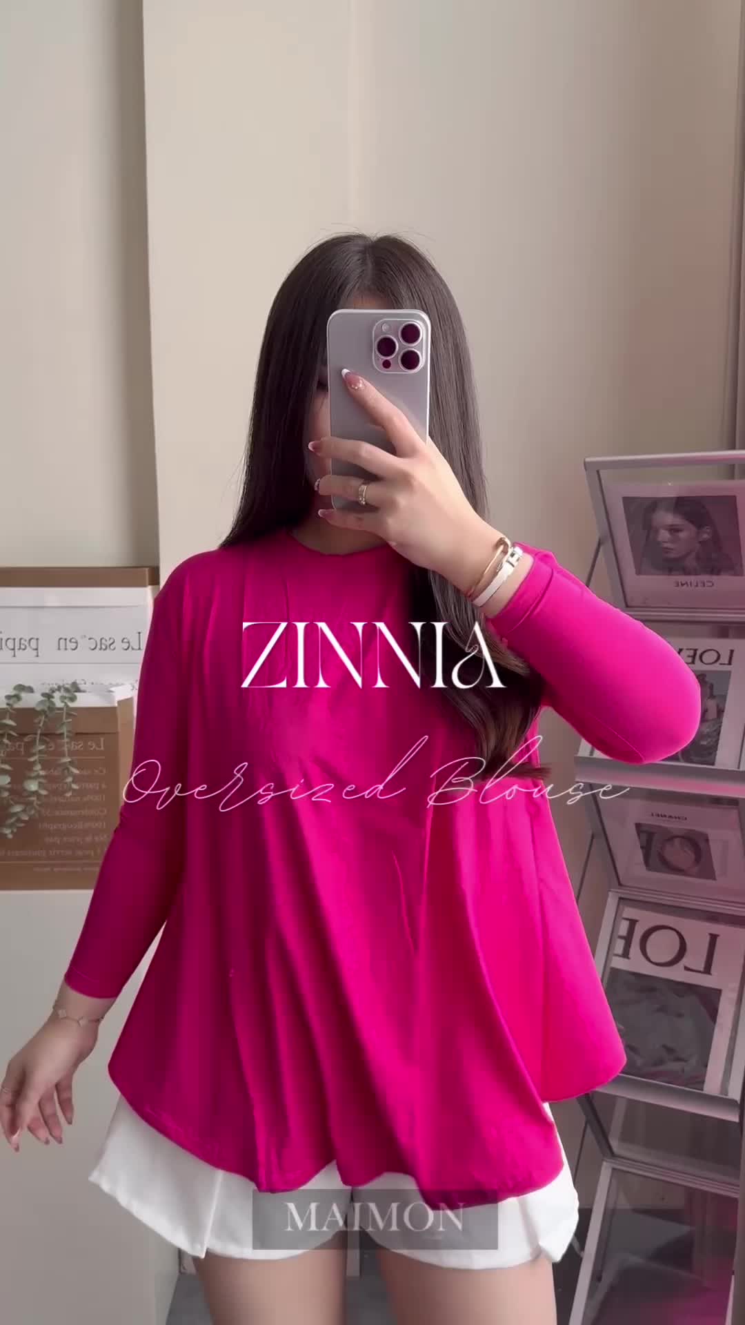Maimon The Label Zinnia Blouse Top Atasan Polos Oversize Wanita  Baju Rayon