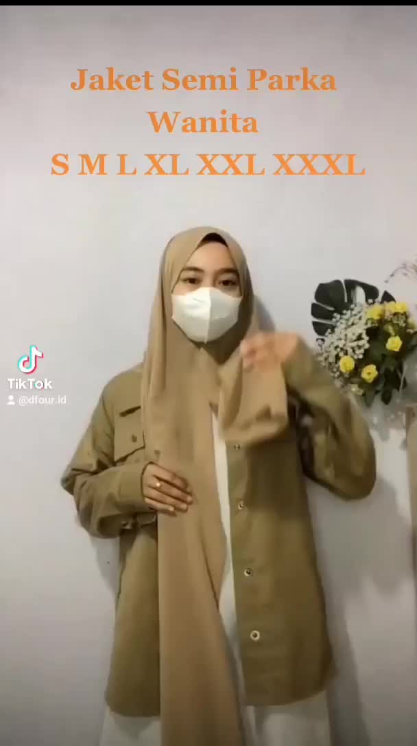 Jaket Semi Parka Wanita S M L XL XXL XXXL 4XL 5XL canvas cream