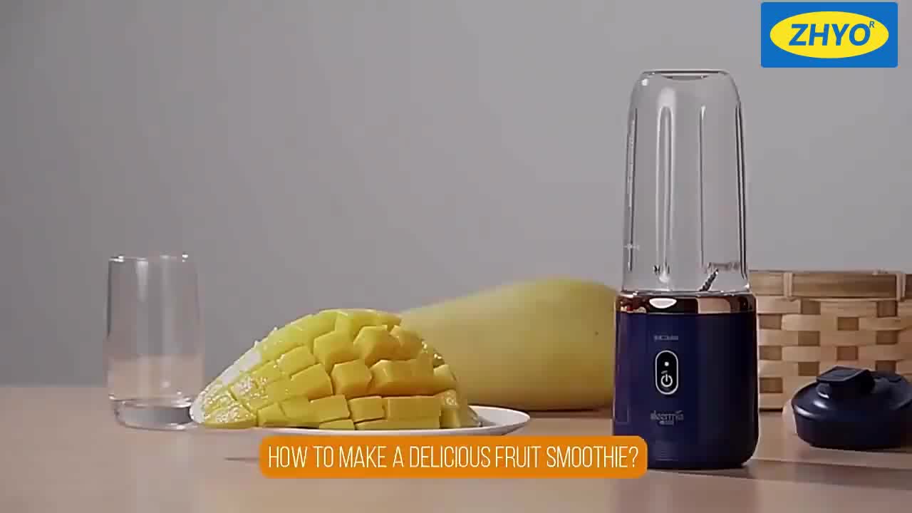 ZHYO 520ML Blender buah portabel  multifungsi  Pembuat jus mini dengan 6 bilah   Blender jus buah USB yang dapat diisi ulang Blender kapsul