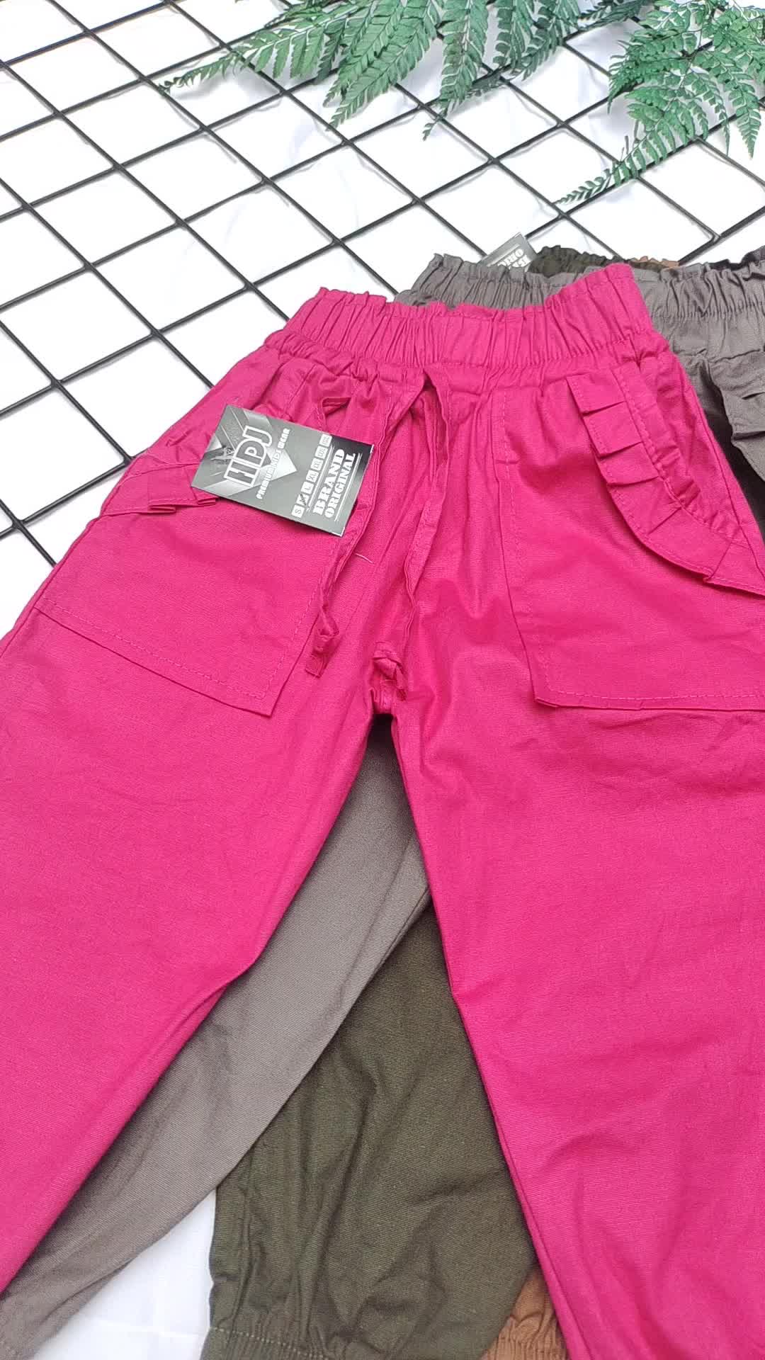 Celana Joger Panjang Anak Perempuan Motif Saku Renda Rempel Bahan Katun Stret Fashion