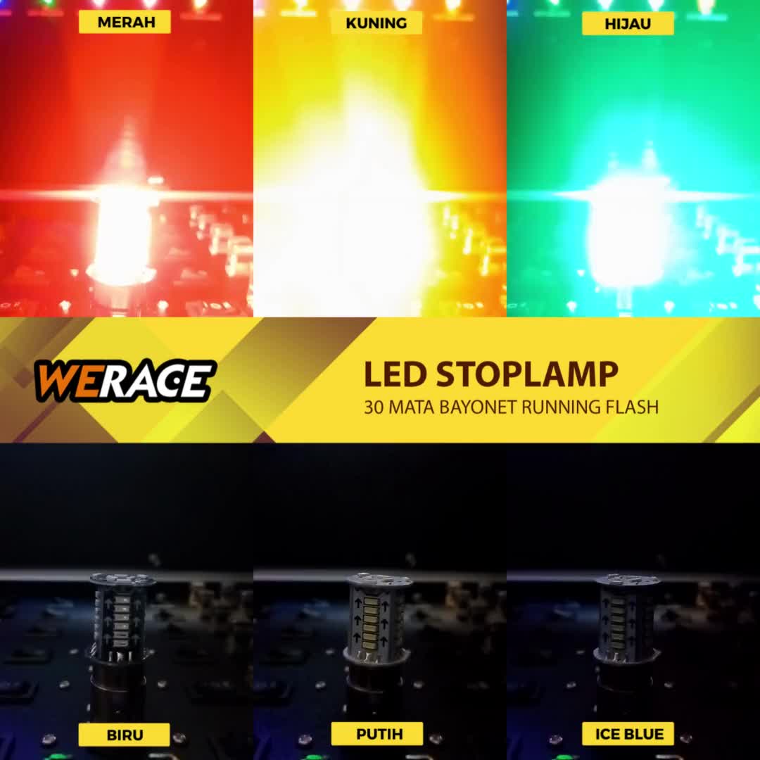 WERACE Stoplamp Lampu Stop LED 30 Mata Bayonet Running Dan Flash Kedip Universal Dc 12 Volt Tahan Lama