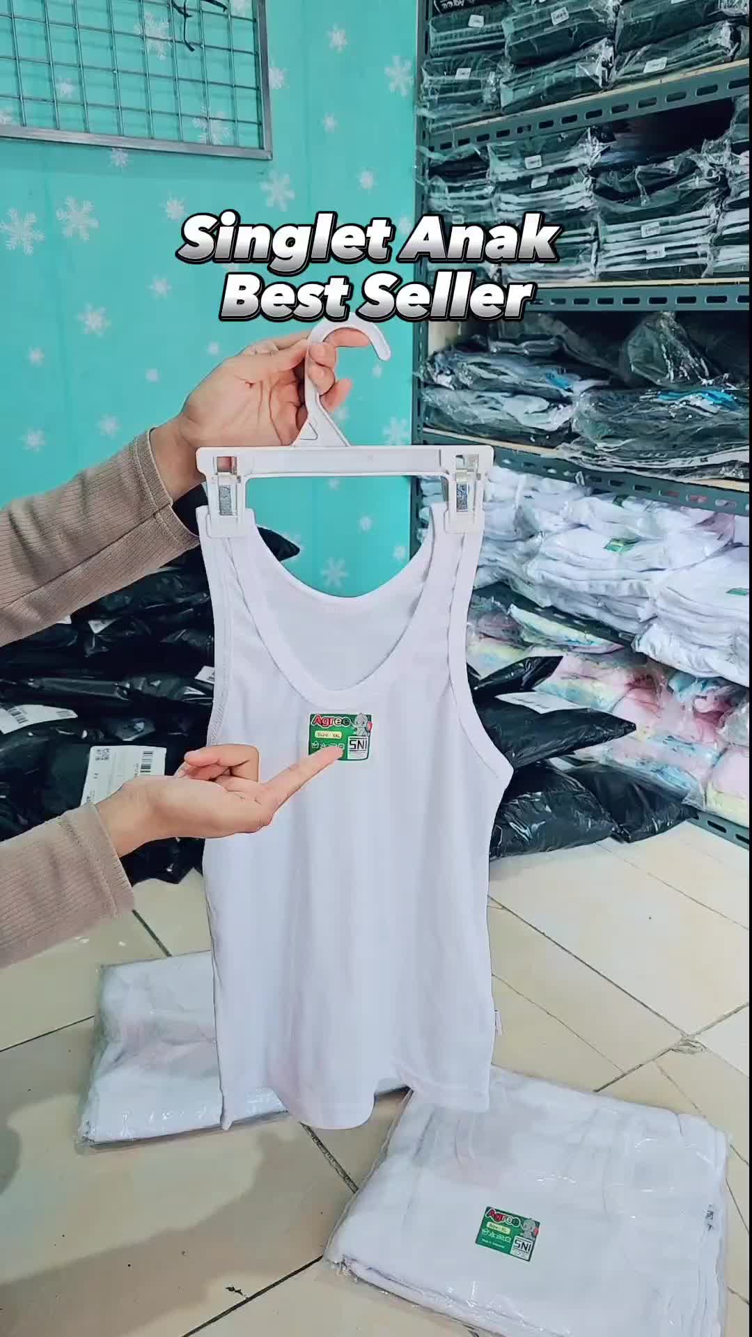 Singlet Anak Agree ST 02 Putih Bahan Katun | Kaos Dalam Anak Cowok Cewek Unisex