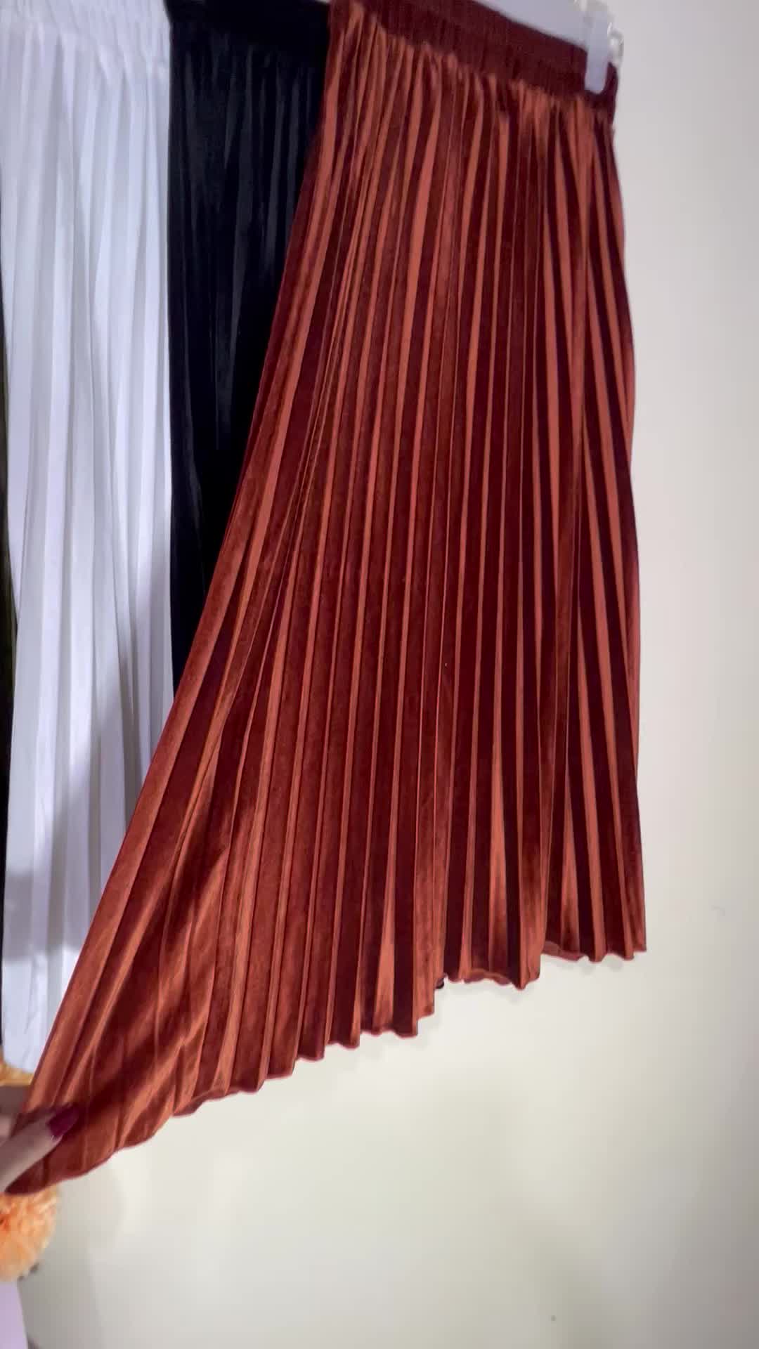Rok plisket beludru premium | pleated skirt korean style | rok beludru panjang Karet Wanita Motif rok plisket