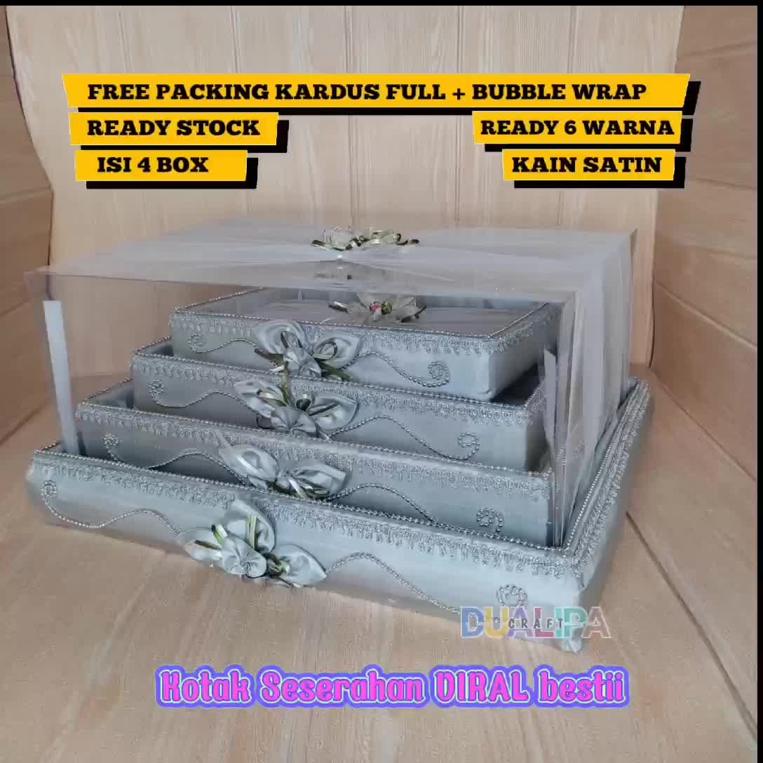 Kotak Seserahan Pernikahan isi 4 box jumbo lengkap hiasan bunga tutup mika plus aksesoris sudut