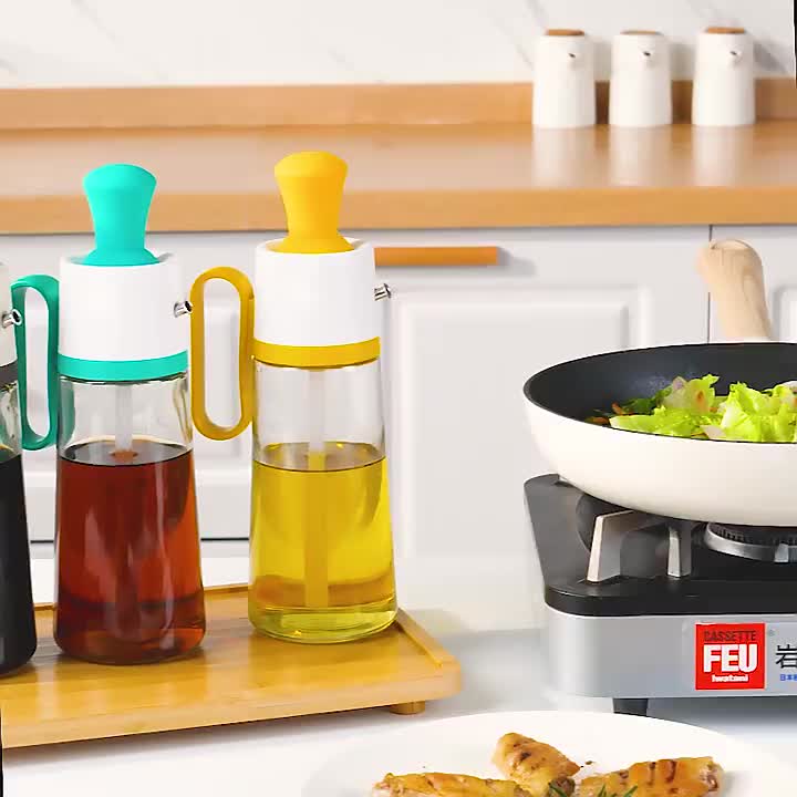 Botol Minyak 2 in 1 | Botol Minyak Tuang dan Oles Silikon | Oil Bottle Glass Bahan Kaca Premium Tebal 2 in 1 Botol Tuang dan Oles | Botol Saus BBQ