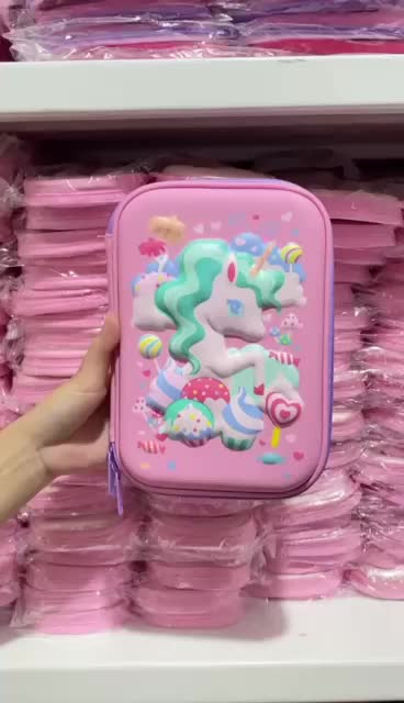 Kotak Pensil 3D Timbul Unicorn Lollypop Banyak Sekat Tempat Pensil Anak Perempuan Pencil Case Waterproof Blingberry Hadiah ulang tahun anak perempuan Stationery