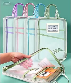 Vixplorn Document Bag Transparan 3 Lapis/Tas Klasifikasi Buku Teks/ Tas Folder Portabel Jaring Penyimpanan/Tas Kertas Tes Bimbingan Jaring Yang Menebal/Tas Klasifikasi Buku Teks Stationery