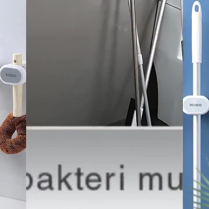 ECOCO Mop holder - Holder gantungan dinding sapu pel payung langsung tempel Blue