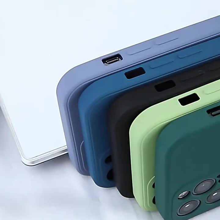 Silicone SQUARE EDGE Soft Case iPh*ne 11 12 13 PRO MAX PLUS 7 8 X XR XS SE Casing iP Silikon Lapisan Anti Jamur mirip Beludru Softcase TPU