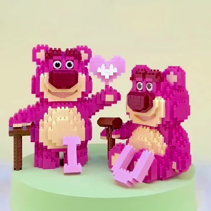 Mainan Bricks DIY Lotso karakter kartun 3D Puzzle Mini Nano Block Mainan Anak Perempuan