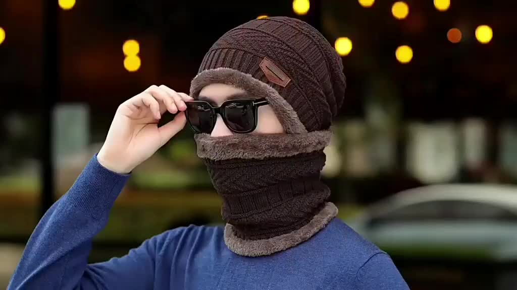 Set Topi Kupluk dan Syal Musim Dingin Hitam Bahan Wol & Akrilik Hangat Lembut Cocok untuk Daerah Dingin Model Modis dan Elegan