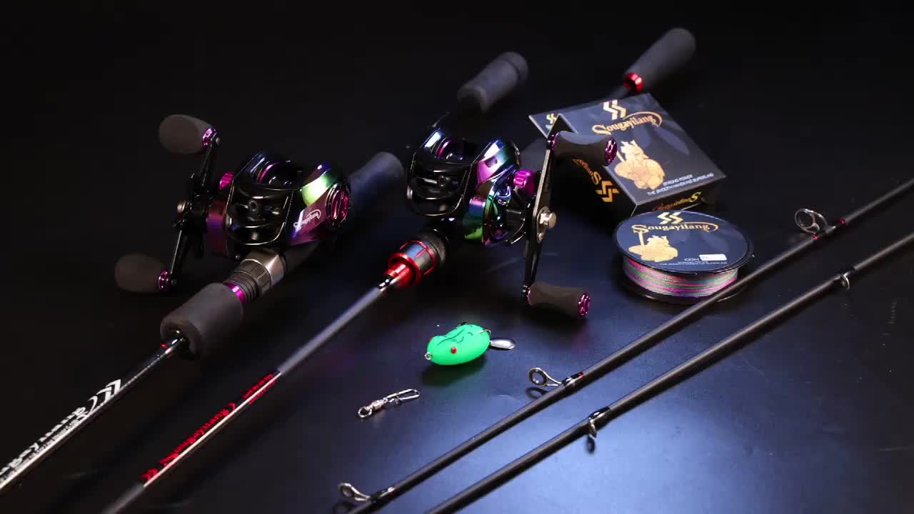 Sougayilang pancing 1 set murah Joran Pancing Set 1.8 M/2.1 M Casting Memancing 2 Bagian Pancing 18 + 1BB 7.2: 1 Warna-warni Memancing Reel Joran Pancing Memancing Alat