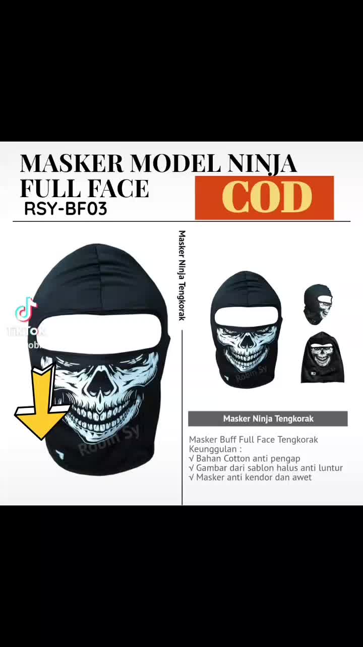 Masker Buff Kendaraan Balaclava Full Face Model Ninja Motif Tengkorak Masker Cotton Anti Pengap