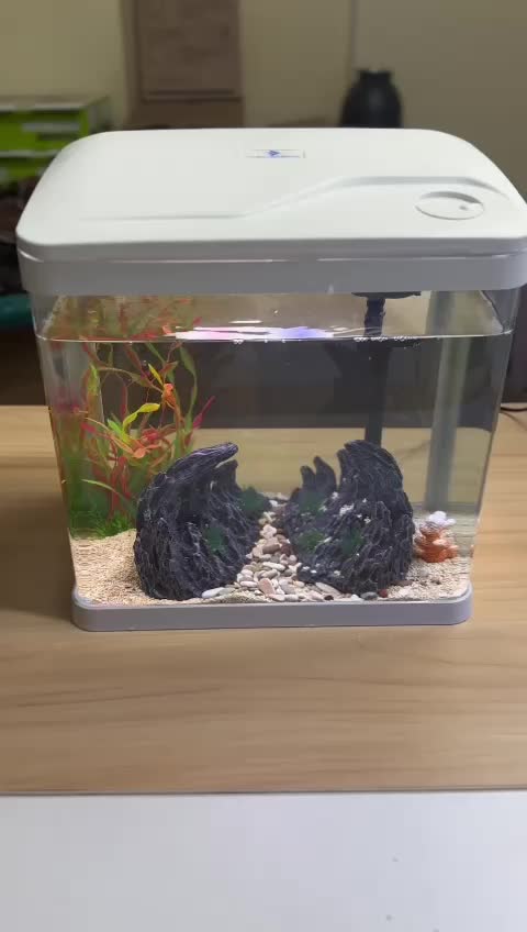LEPET Akuarium Ikan Mini 320/400/520/620 Tangki Ikan Mini Dengan Filter Dan Lampu Led