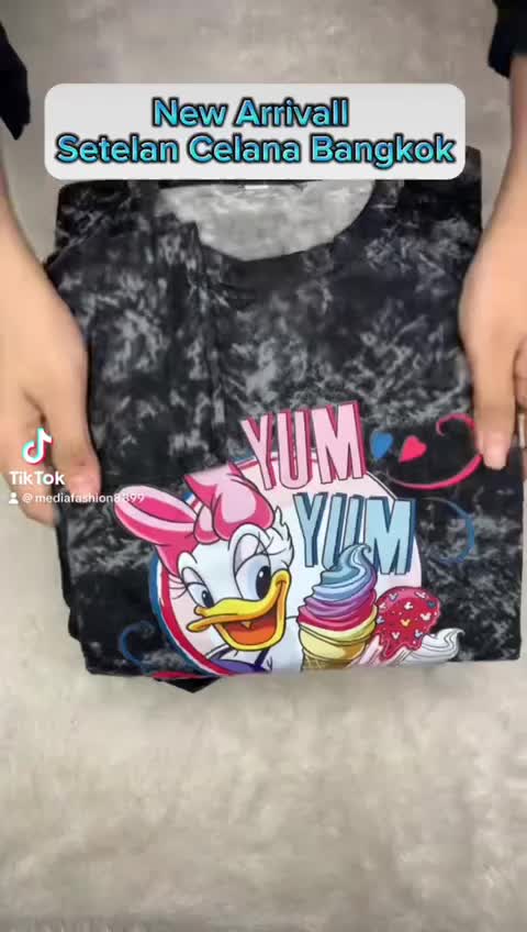 Setelan Celana Anak Perempuan Motif Karakter Usia 4-12 Tahun Bahan Vista Terry