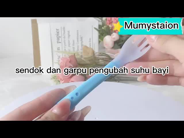 1PCS Sendok Suhu Bayi - Baby Temperature changing Spoon and Fork garpu merah