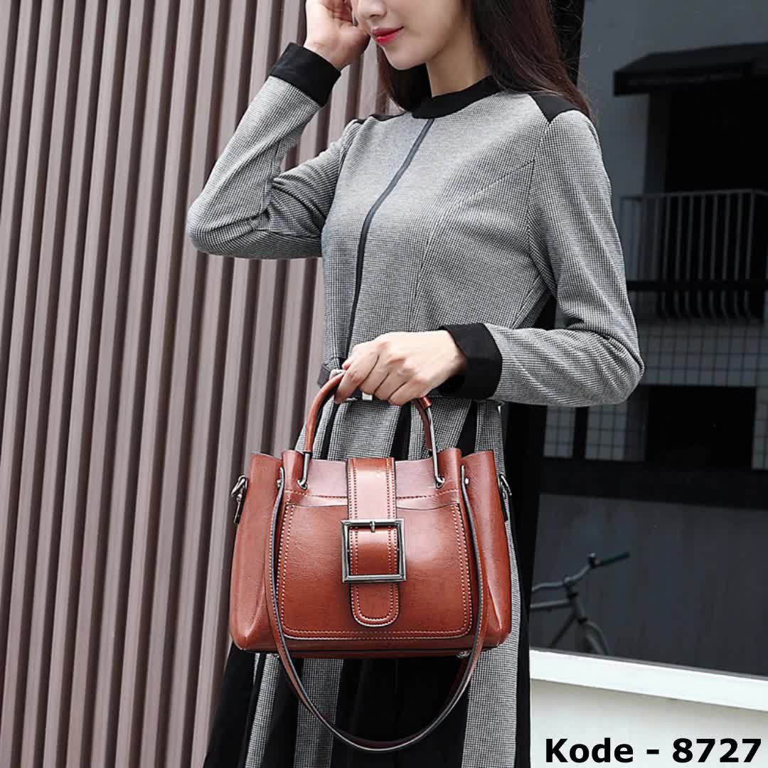[PROMO ASTA] ASTA 8727 Tas Selempang Wanita Hand bag Shoulder Bag Kulit Asli Genuine Leather Coklat Tali Pendek & Panjang