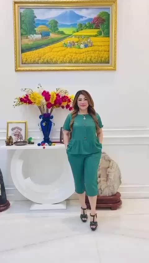 Setelan Rayon Polos 26550 - Celana 7per8 _ Set Polos - Bahan Katun Rayon Twill