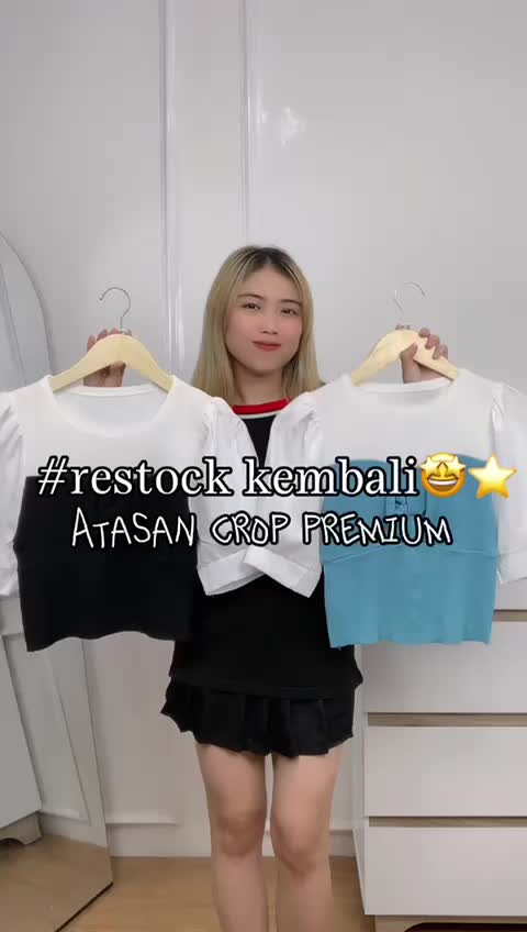AJW [HAF] Blouse Rajut Wanita Lengan Pendek | Blouse Rajut Lengan Balon Pendek | Blouse Crop Top Rajut | Kaos Rajut Wanita Lengan Pendek | Atasan Kaos Wanita Lengan Pendek Bunga