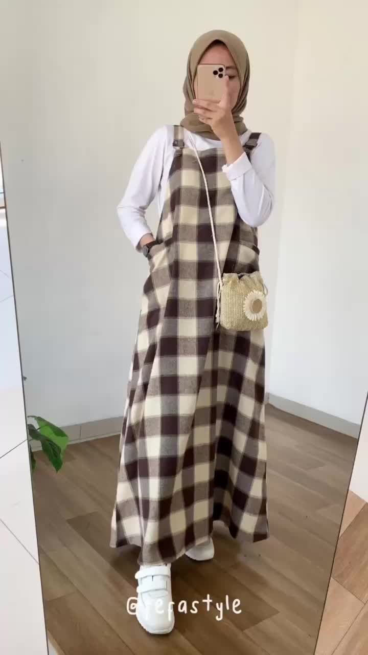FEFA STYLE - ZEYN OVERALL FLANEL Basic Casual Lembut Muslim overall