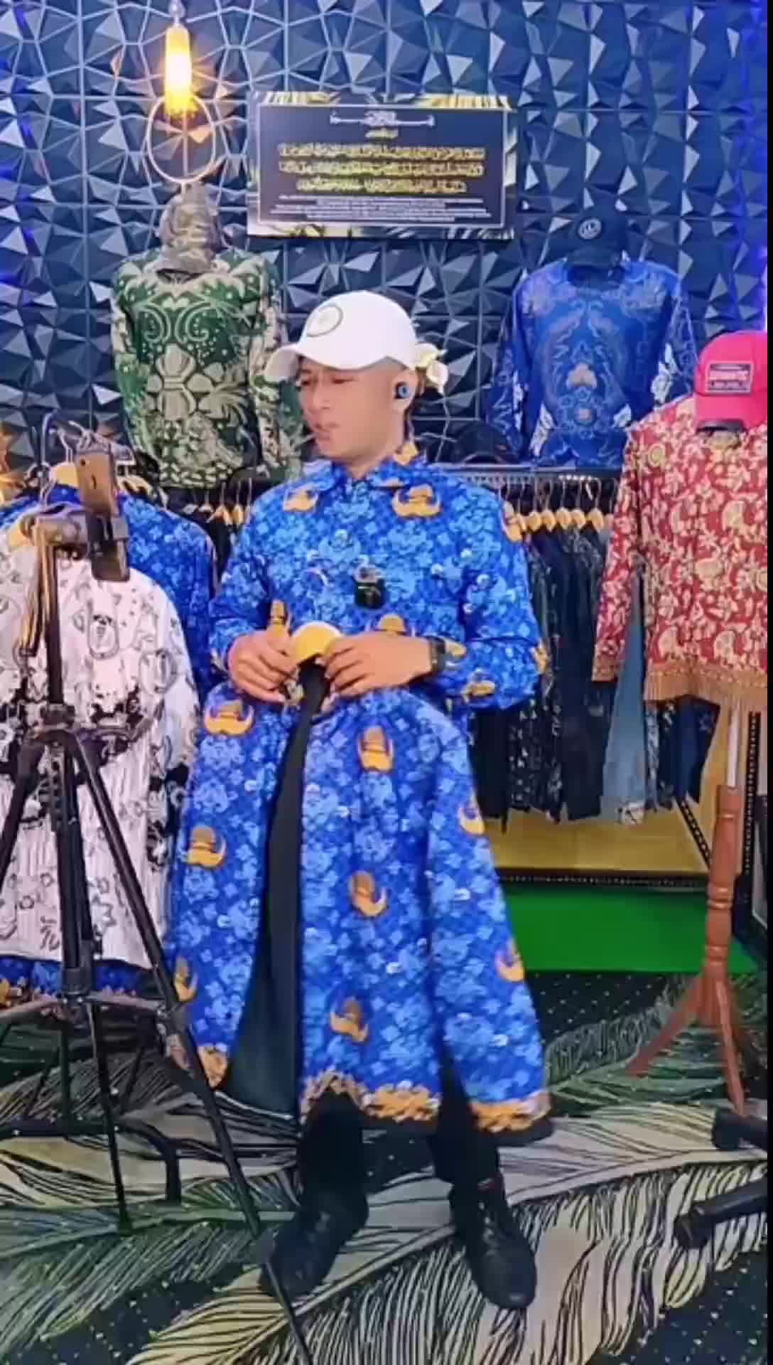 Baju ASN resmi lengan panjang bahan katun halus motif navy Seragam Atasan