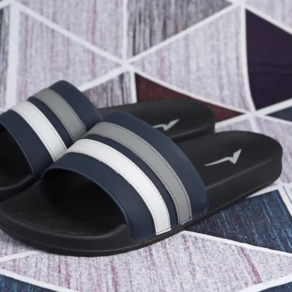 Ando Official Sandal Selop Slip On Rapha Pria Dewasa - Navy/Abu Tua/Abu Muda