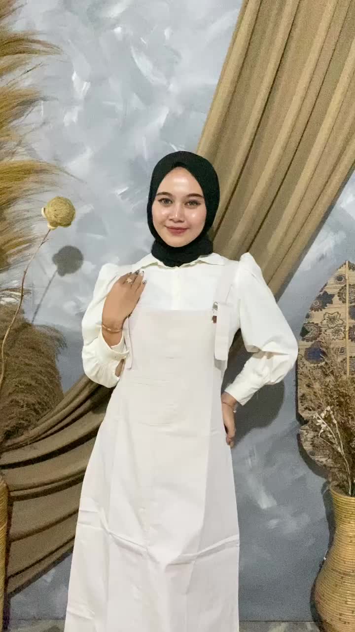 Anya Overall rok panjang wanita pocket polos dewasa bigsize Kondangan Mewah Maxi Lebaran Gamis Muslim Remaja Dress Pesta Rayon Midi  Mutiara Simple
