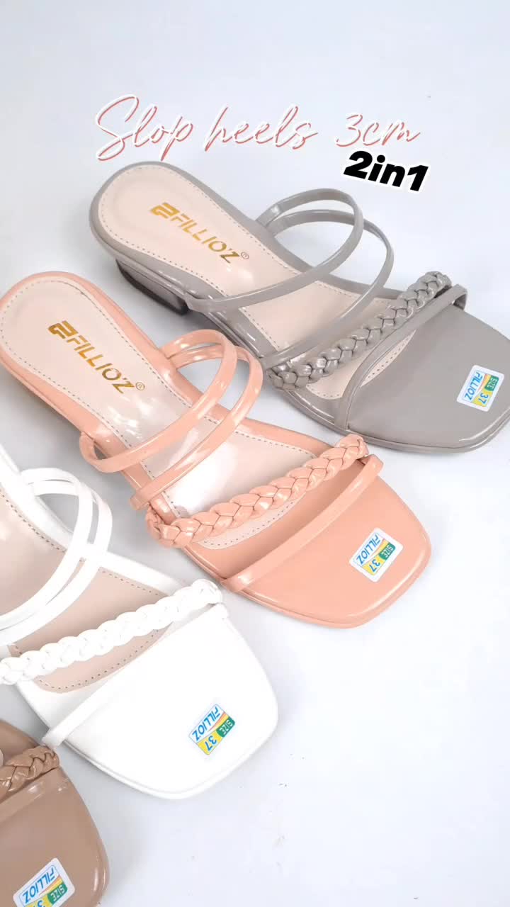 Sandal Wanita Heels 3cm Kepang Fillioz K05 Sendal Hak 3cm