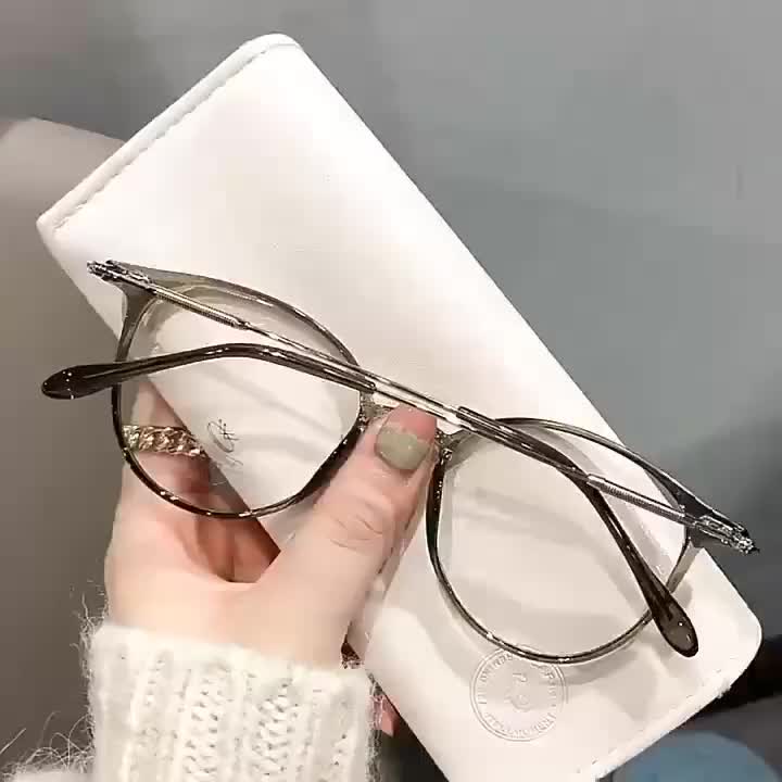Kacamata Photochromic Free Box + Lap Kacamata Photocromic Bentuk Bulat Bahan Metal Gaya Untuk Pria Dan Wanita Lensa Eyeweari Glasses