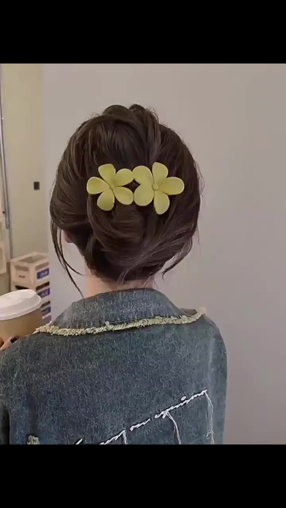 (Twotones) Jepit Rambut Ponytail Desain Bunga Ganda 10.5cm Warna Matte Jepitan Rambut Sanggul Impor Jedai Doff Double Flower Dovetail Duckbill Hair Claw Clips HMJ003 Elegan