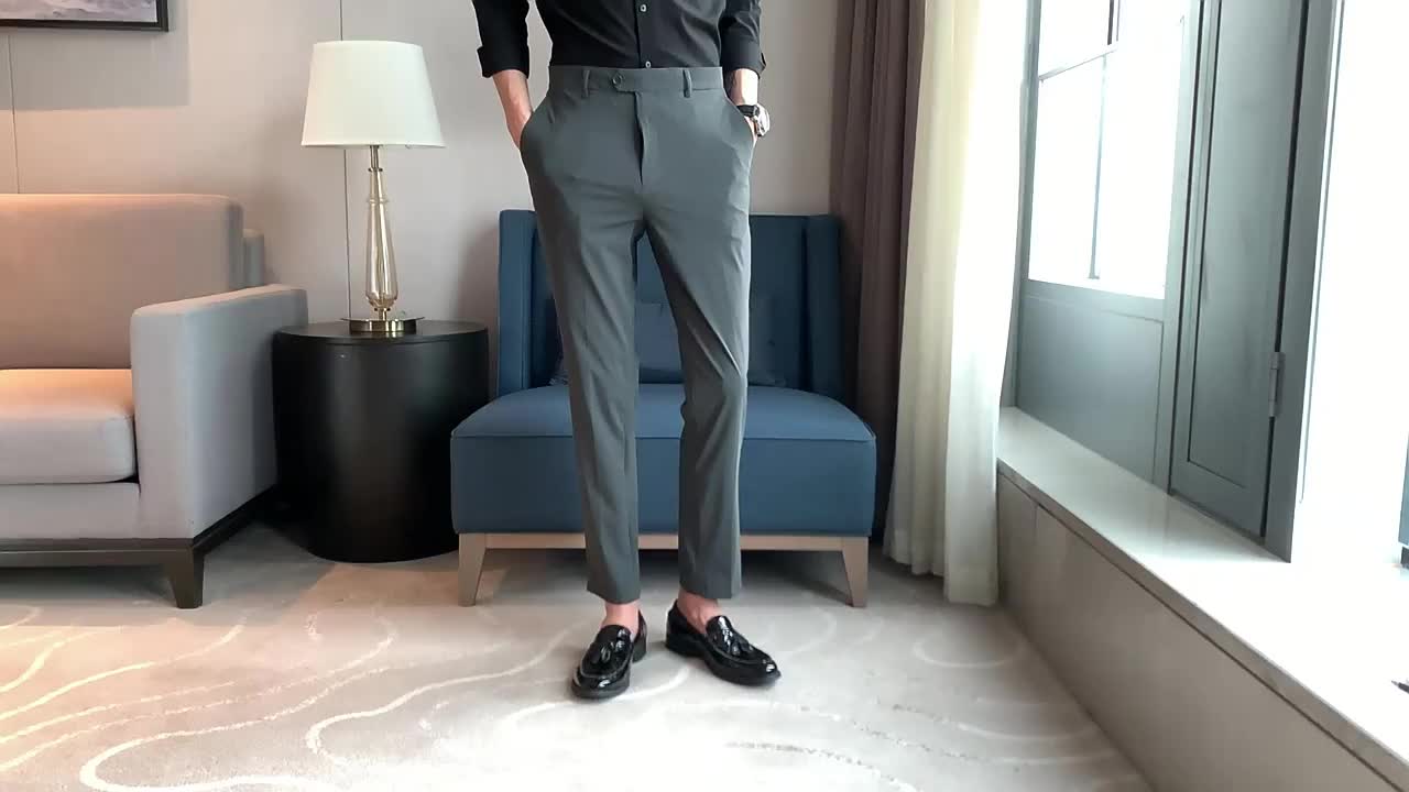 Celana pria ankle pants kasual slimfit polos bahan spandek elastis premium