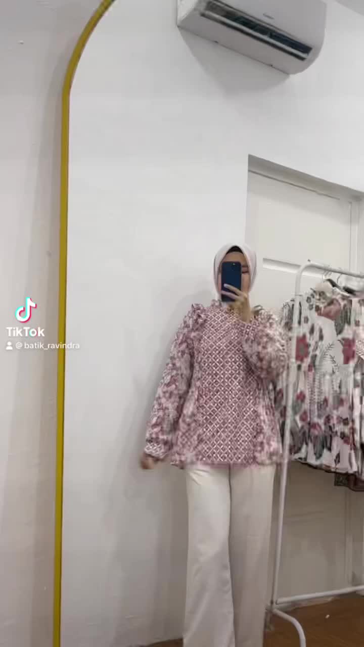BATIK RAVINDRA Blouse Batik Kawung Bunga Soft Atasan  Wanita Katun