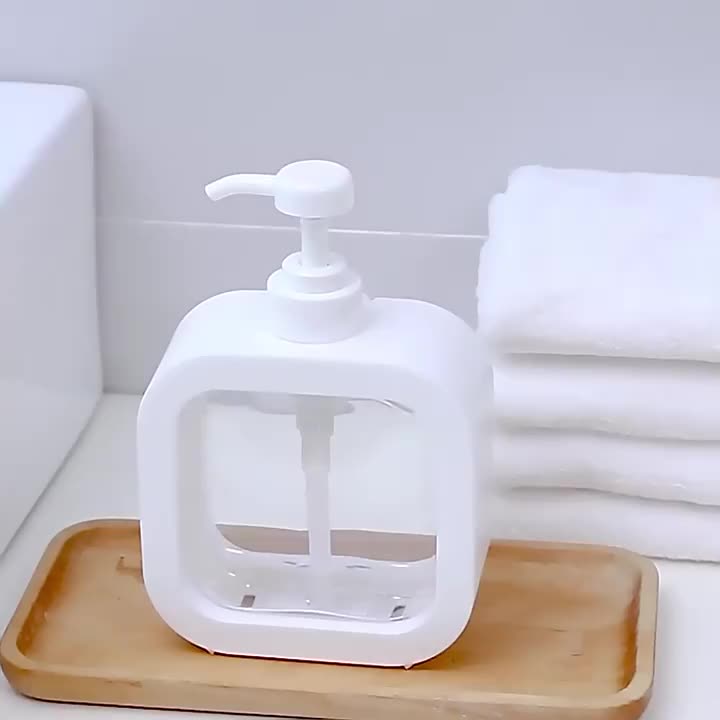 Tempat sabun cair 300ml Dispenser sabun cuci piring Botol Refill Sabun Cair Mandi Cuci Tangan Piring Botol sabun cuci piring Sabun refill Botol sabun mandi aesthetic kotak Plastik Putih Pembersih