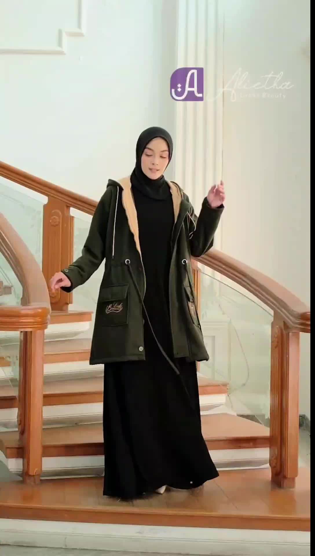 Jaket Outer Hijab Alietha | Jaket hijab panjang muslimah | Jacket alietha tebal Musim dingin Parka