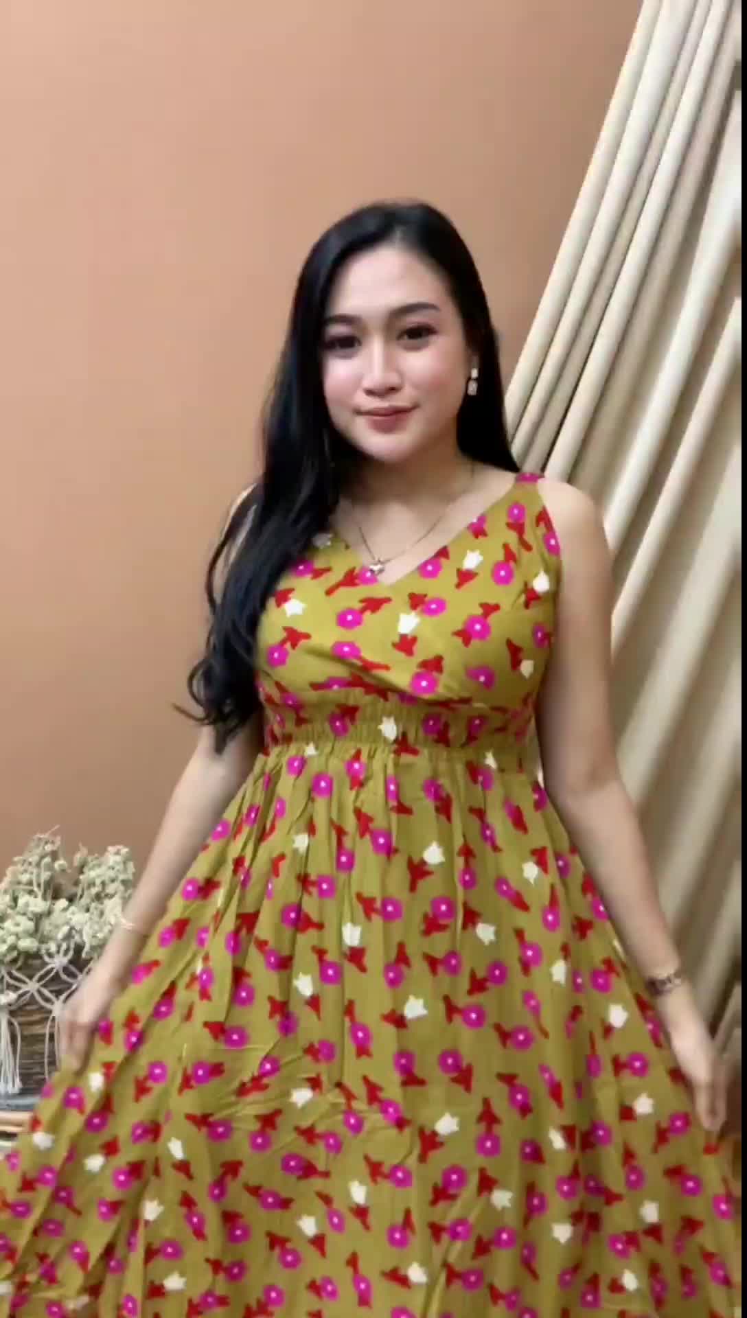Daster Yukensi Tanpa Lengan Kerah V Neck Kimono Lobek Ld 100 Kerut Dada Kain Katun Rayon Tebal  Nyaman Busui Daster Pantai Santai Fit Karet Panjang Dress Pekalongan Motif  Printing Lembut