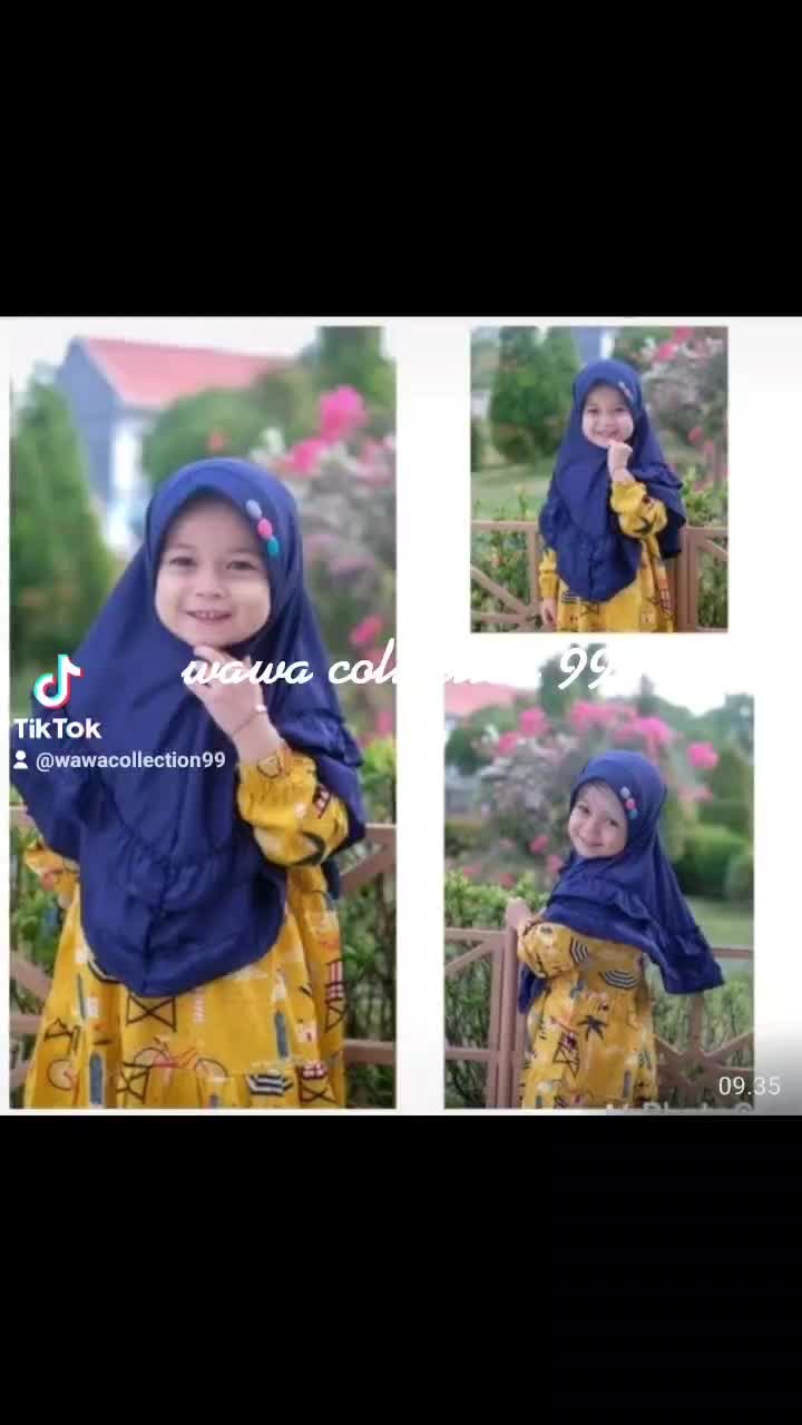 hijab anak fanazay kancing tiga dua layer kerudung anak paud usia 3-7 tahun kerudung instan model terbaru lucu Muslim Nyaman Variasi