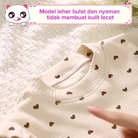 ByKiddos – Atasan Kaos Anak Perempuan Lengan Panjang Tangan Rampel Motif Bunga Kuning Kecil Gaya Modis