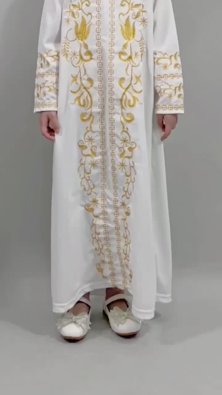 ABAYA HITAM PUTIH BORDIR MAULID SHAYBAH ARAB GAMIS ANAK MEWAH GL FASHION