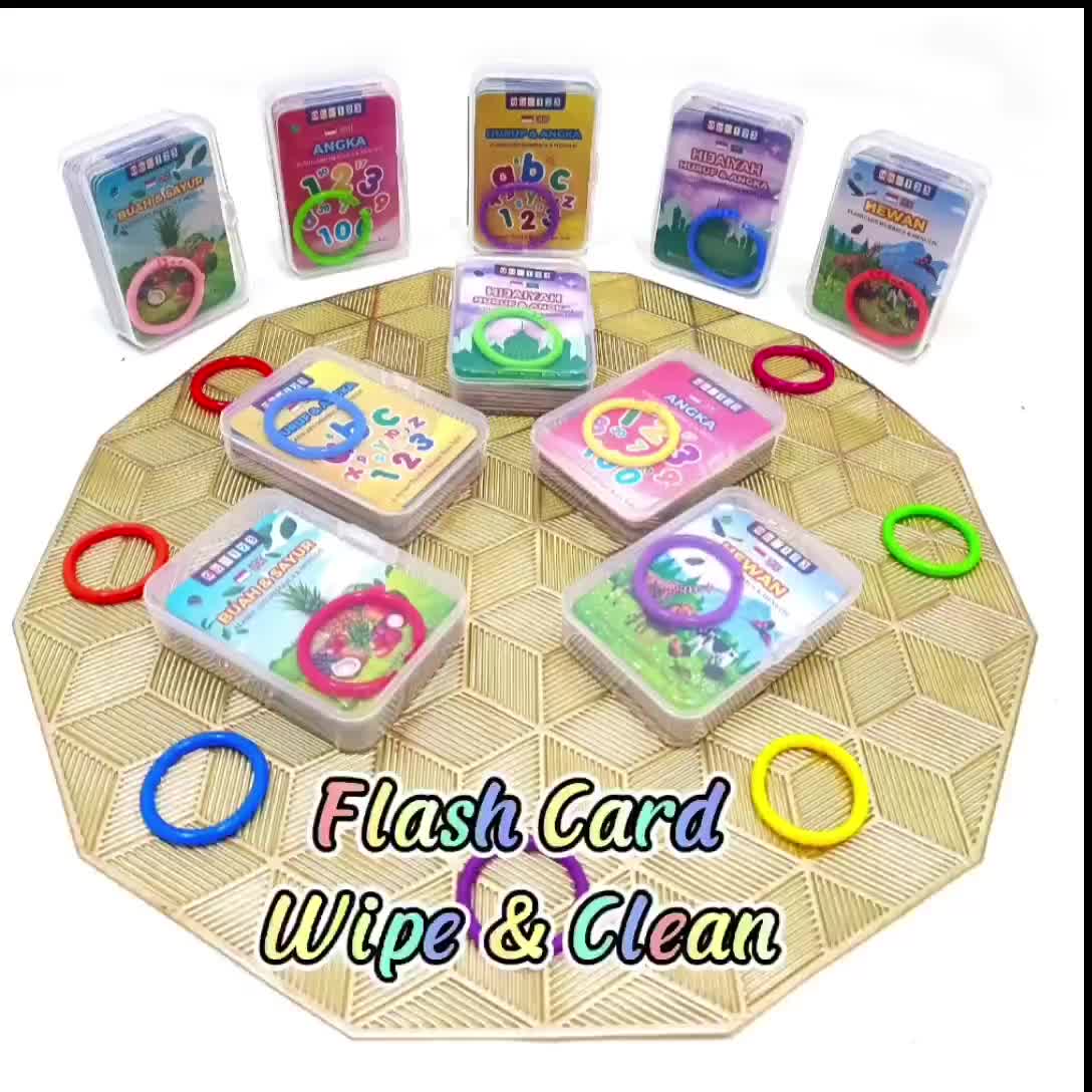 Flashcard WIPE and CLEAN ( Bonus SPIDOL + RING + BOX SERBAGUNA ) Flash Card Kartu Pintar Anak