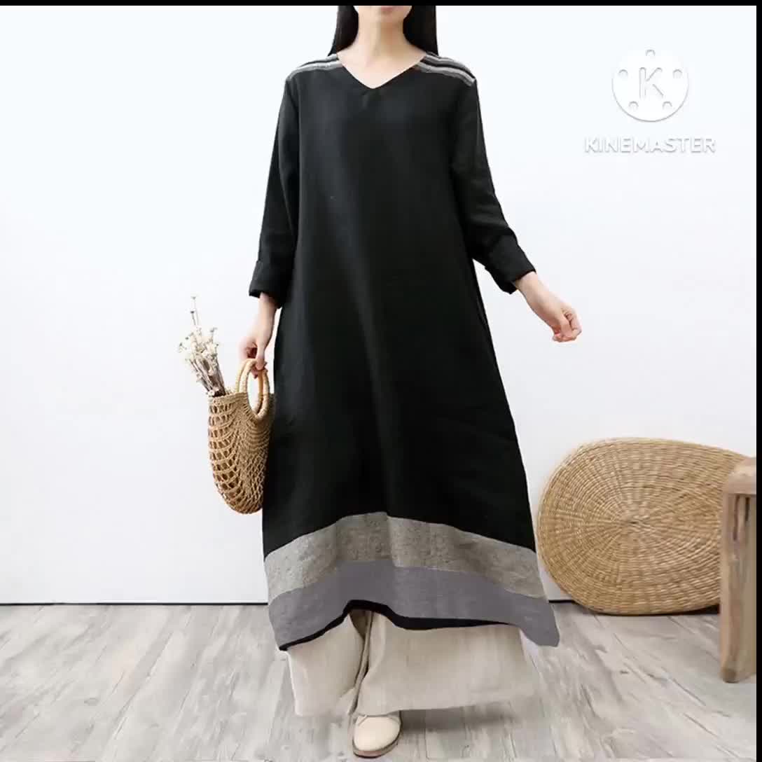 Setelan Gamis + Celana Bahan Katun Linen Rami Lumia set COD Polos Wanita Panjang Dewasa Muslim Nyaman Simple Baju Remaja celana berwarna bw Atasan Dress Lebaran Motif