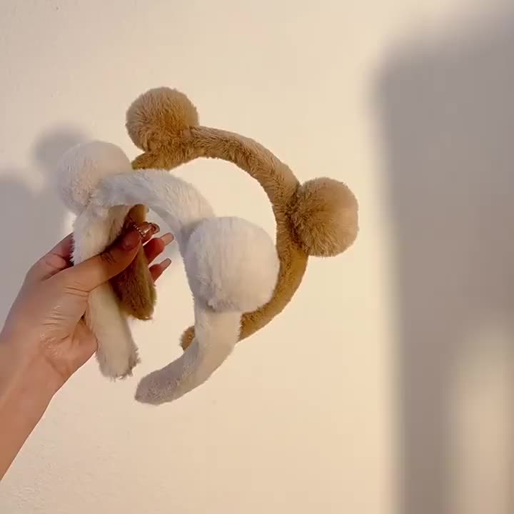 Bando Bulu Beruang Karakter Mewah Lucu Korea untuk Anak Perempuan dan Wanita Dewasa Bendo Pompom Halus Teddy Bear Kekinian Aksesoris Rambut HZD Collection BDO11