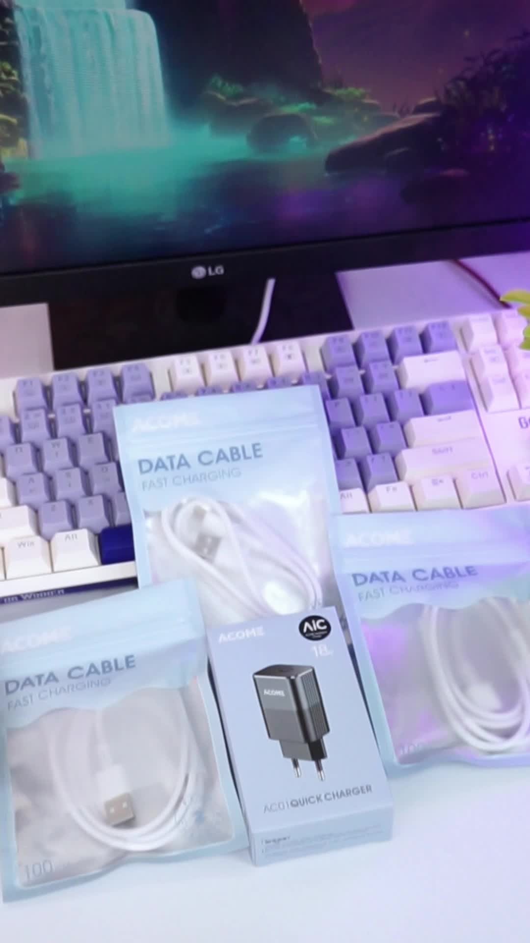 【BISA COD】ACOME Charger  AiC Fast Charging (AC01) Free Kabel Data Micro USB Type-C iPhone (AD Series) Original Aluminium Led
