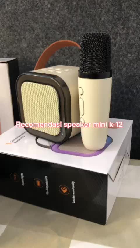 100% Original mini Karaoke speaker bluetooth Bass K12 Microphone Premium set lengkap speaker bluetooth mic wireless