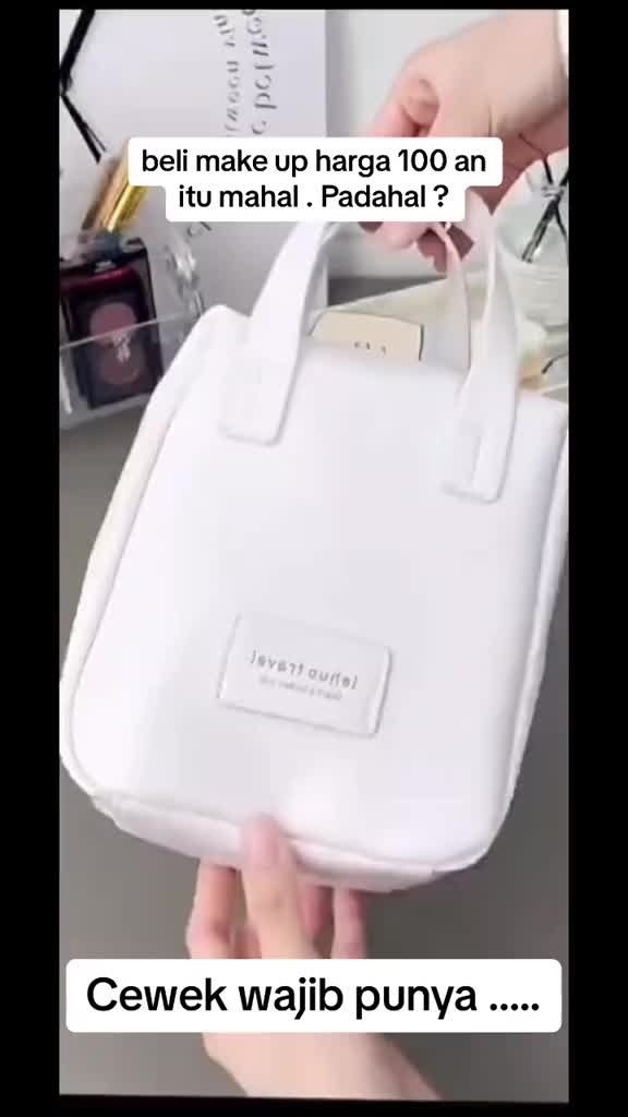 TRAVEL POUCH MAKE UP / TAS RIAS Kulit JINJING / MAKE UP ORGANIZER / DCW 90